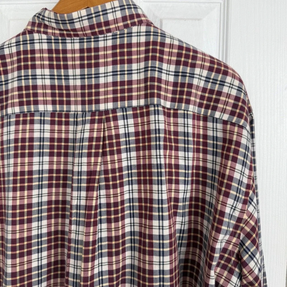 Brooks Brothers‎ Plaid Button Down Sports Shirt XL Burgundy Navy Cotton Fall